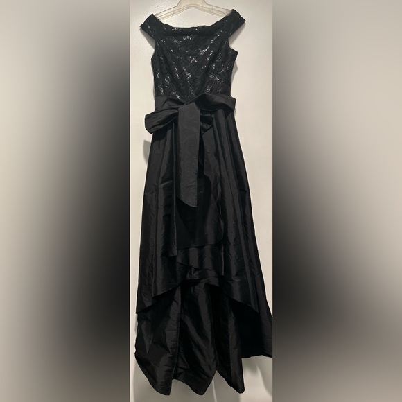 Adrianna Papell Sequin off Shoulder High Low Gown - Picture 6 of 7